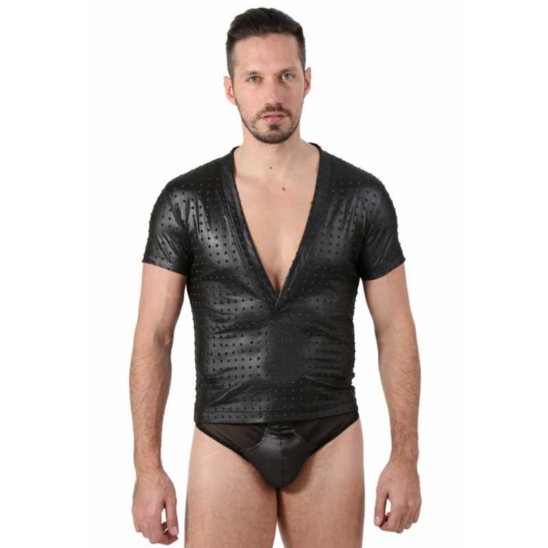 Jadelingerie 91, 92 et 77 T Shirt Homme Wetlook Relief Picot