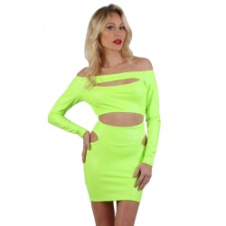 Jadelingerie 91, 92 et 77 Robe ajourée Wetlook fluo