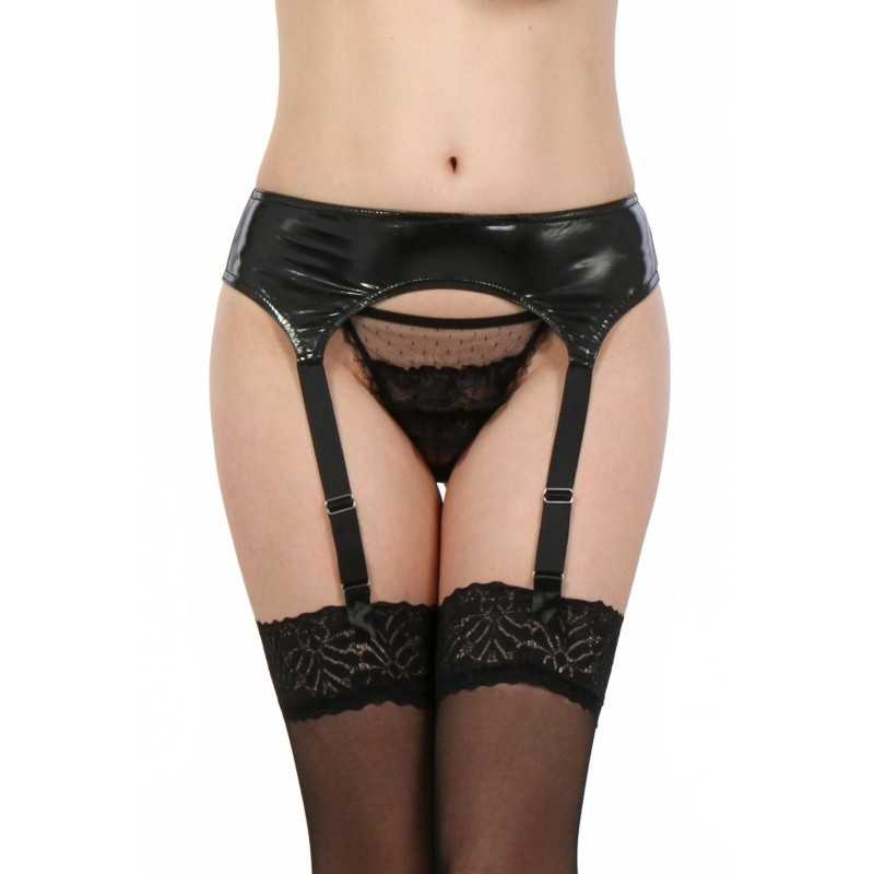 Jadelingerie 91, 92 et 77 Porte Jarretelle Vinyle Noir